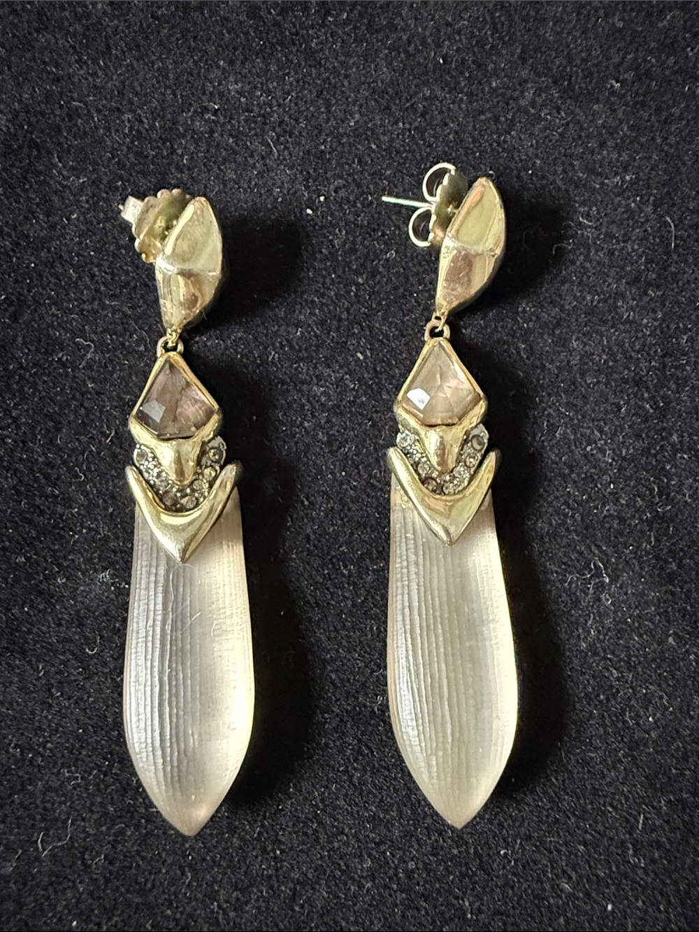 Alexis Bittar Gold-Tone Drop Earrings with Champagne and Pale Gold Accents
